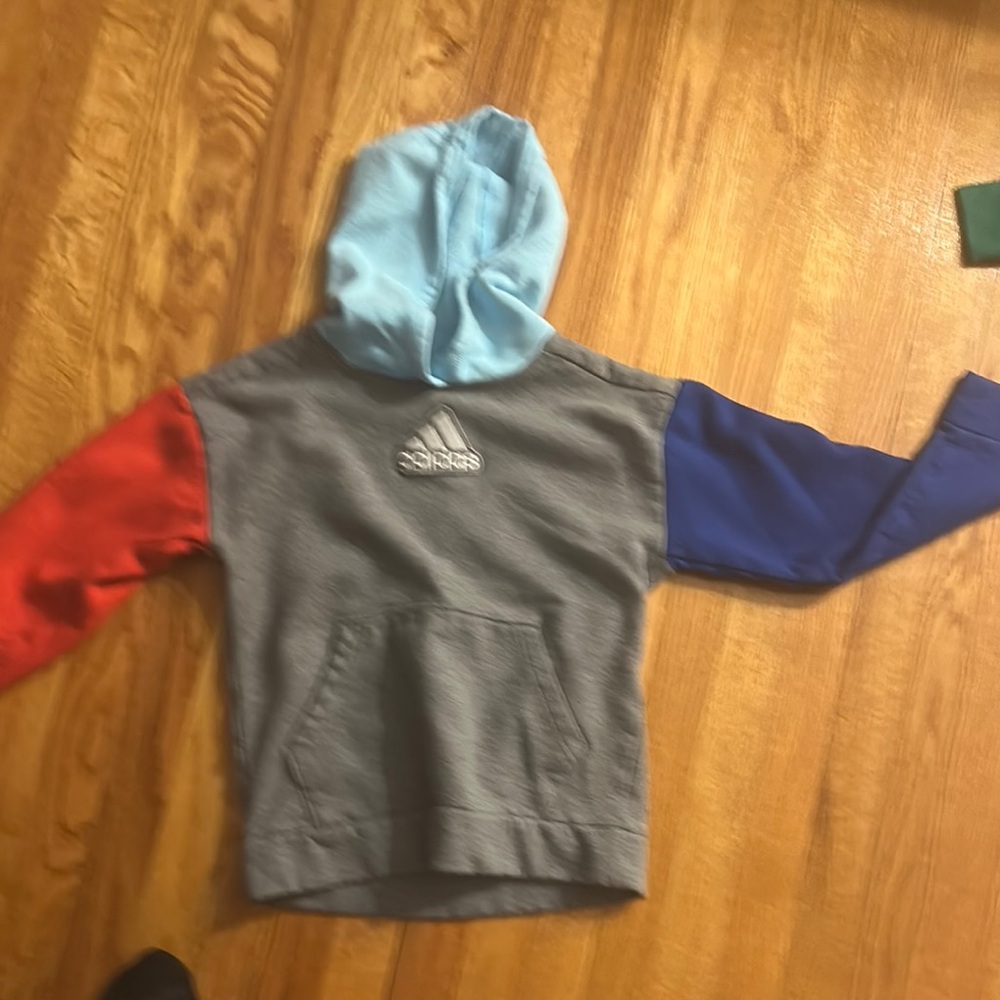 Adidas Gray and Red Sweatshirt Hoodie